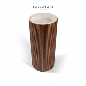 Salvatatori Adda moderno lavello Freestanding in legno a coste Design pietra naturale e materiale in resina per uso bagno o Hotel - Product Image 1