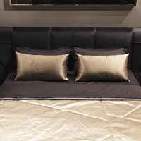 Hoch gepolsterte Betten italienisches Deluxe Doppel-Luxus bett Kingsize-Schwarz kissen Kopfteil Echt leder bett