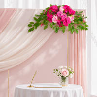 Set Bunga Artifisial Pink 5 Buah, Dekorasi Lengkung & Lorong, Perlengkapan Bunga Palsu untuk Dekorasi Panggung Pernikahan & T-Stage