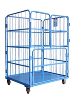 Chariot logistique pliable à quatre roues robuste avec capacité de charge de 500 kg, conteneur à roulettes en métal OEM pour usage industriel