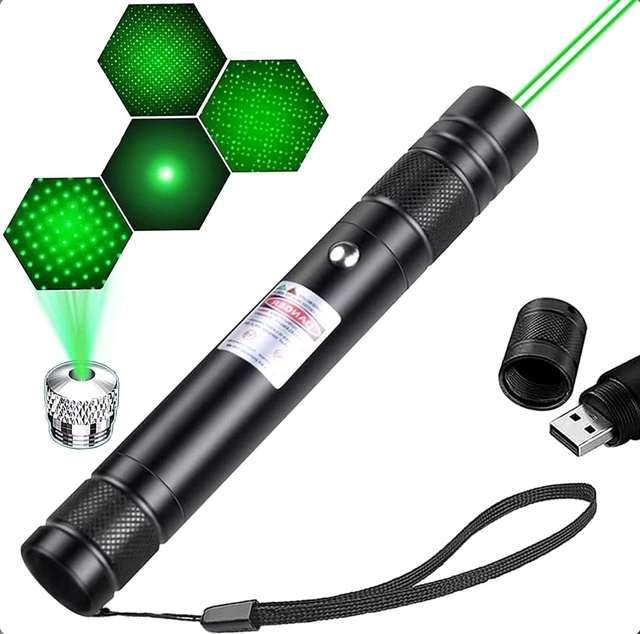 NEW Green Laser Pointer 2000 Meter Long Range High Power Flashlight Rechargeable for USB With Star Head Adjustable