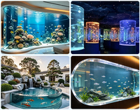 Aquarium sur mesure en acrylique transparent de grande taille, directement de l'usine, pour la présentation dans les restaurants, les hôtels et les halls d'entrée.