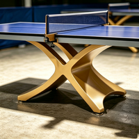 Table de tennis de table d'intérieur à base unique en forme de gourde, structure en acier robuste HDF avec kit de filet de luxe pour clubs et écoles - Vente en gros usine