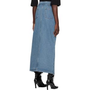 กระโปรงยีนส์ผู้หญิง ผ้าฝ้าย 100% สีน้ำเงิน ทรงบอยเฟรนด์ สไตล์ลำลอง กระโปรงยีนส์เดนิมยาวแบบแม็กซี่ - Product Image 2