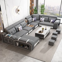 Modernes Luxus-Wohnzimmer 7-Sitzer Modulares High-End-Sofa mit USB-Anschluss Multifunktionales Ecksofa U-förmiges Sektionalsofa