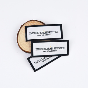 Popular Washable Recycled Custom Luxury <strong>White</strong> Woven Clothing Tags Logo Labels for T <strong>Shirt</strong> Polo Clothing - Product Image 1