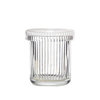 Vente en gros fabricant : Pot de rangement en verre rayé de luxe léger de haute qualité avec couvercle, couleurs personnalisées pour la maison et les restaurants