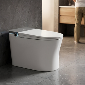 Modern Design HD Display Intelligent Sanitary Ware Water Closet <b>Bathroom</b> Ceramic Floor Mounted Automatic <b>Black</b> Elongated S-trap - Product Image 1