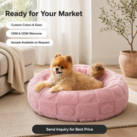 Coussin rond en peluche pour animaux de compagnie, haute densité, longues fibres, apaisant, pour chien et chat, chaud pour l'hiver, lavable en machine, tailles S M L XL