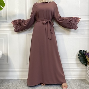 6659 #   Abaya Abierta Musulmana Modesta Nida de Moda Sencilla, Manga Larga con Cremallera Frontal, Nuevo Diseño - Product Image 5
