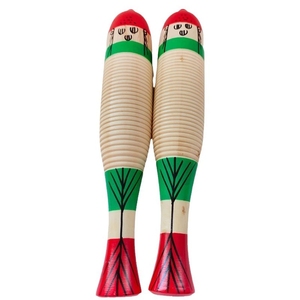 Guiro en bois massif naturel peint, en gros, pour la maternelle, jouet de percussion pour l'éducation préscolaire - Product Image 4