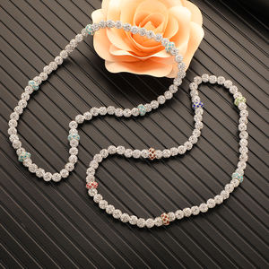 מותרות בעבודת יד מותרות שרשרת קולר אלסטית 8 מ "מ בלינג קריסטל חימר כדור חימר שרשרת חרוזים לנשים - Product Image 3