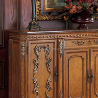 Vente en gros de couloir classique antique Table console de placard en bois rustique avec portes décorées en bois sculpté Armoire console
