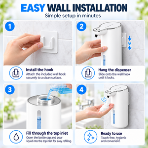 Distributeur automatique de savon intelligent à détection de mouvement avec réservoir visible, alimenté par USB, mural, pour la maison - Product Image 5