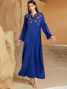 Gaun Pesta Panjang Desain Sederhana Romantis Warna Biru Alami Berlian Buatan Tangan dari Arab Saudi, Abaya Mewah Sederhana Sharut 2025 - Product Image 2