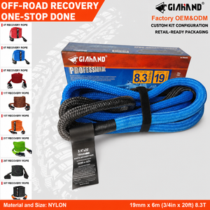 Corda di Recupero Cinetica OEM in Nylon 66, 19mmX6m (3/4" X 20ft), 8.3T, Cinghia di Recupero Resistente per UTV ATV Fuoristrada - Product Image 1