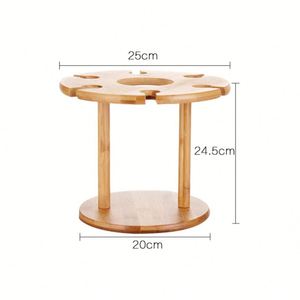 ชั้นวางไวน์และที่แขวนขวด, ที่แขวนแก้วไม้ไผ่พร้อมตะขอแขวนและที่จัดระเบียบ - Product Image 4