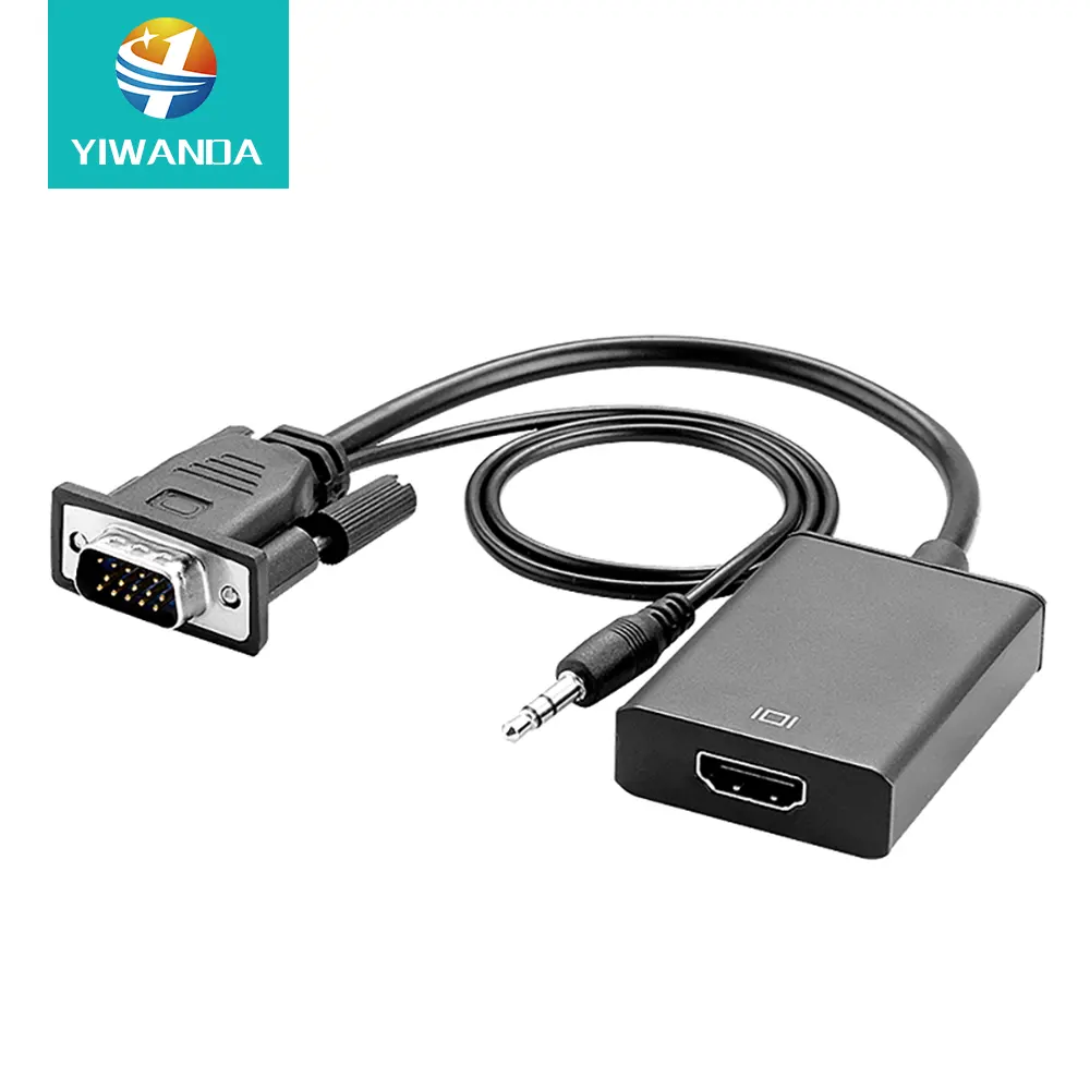 VGA To HDMI Output HD 1080P Video And Audio Video Cable Converter Adapter For Laptop/Destop To TV/Projector/Monitor