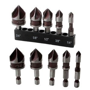 Juego de brocas avellanadoras de calidad profesional con vástago hexagonal de 1/4 a 3/4 pulgadas para trabajar la madera y perforar metal - Product Image 1