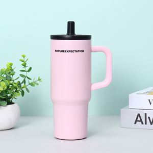 Mug de voyage 720 ml en acier inoxydable, isotherme sous vide, avec poignée, couvercle et paille, grande capacité - Product Image 6