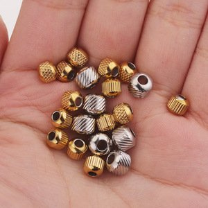 Textured Spacer <b>Beads</b> | 18K PVD Gold Plated Stainless Steel Barrel Round <b>Beads</b> with <b>Large</b> Hole for DIY Bracelet Necklace Jewelry - Product Image 4