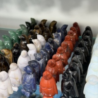 Großhandel Natürliche Kristall-Pinguin-Figur Polierte Statue Heilender Reiki-Chakra-Stein Schreibtisch-Deko Niedliches Tier-Kunsthandwerk Geschenk