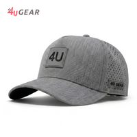 Gorra Trucker de Malla Transpirable 4U, 5 Paneles, Ajustable, Unisex, Gris, Deportiva, con Logotipo de Goma en Relieve, Bordado 3D, para Uso Casual al Aire Libre