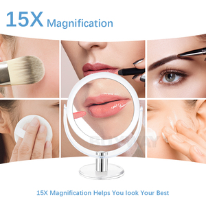 Vanity trang điểm đứng 1X/15x Độ phóng đại hai mặt 360 độ xoay Magnifying 5inch xách tay truy cập hàng đầu bảng bàn gương - Product Image 5