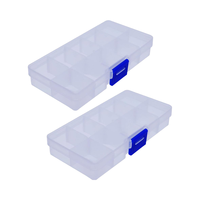 UTENEW Boîte de rangement de bijoux en plastique PP moderne Boîte de rangement transparente pour les petits métiers/arts Lot de 2 conteneurs 10 grilles