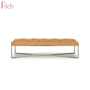 Moderne maison chambre bouton repose-pieds tissu doré jambes salon <span class=keywords><strong>capitonné</strong></span> <span class=keywords><strong>velours</strong></span> pouf banc - Product Image 5