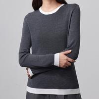 Pull en cachemire haut de gamme pour femme, col rond, tricot fin, collection automne 62462