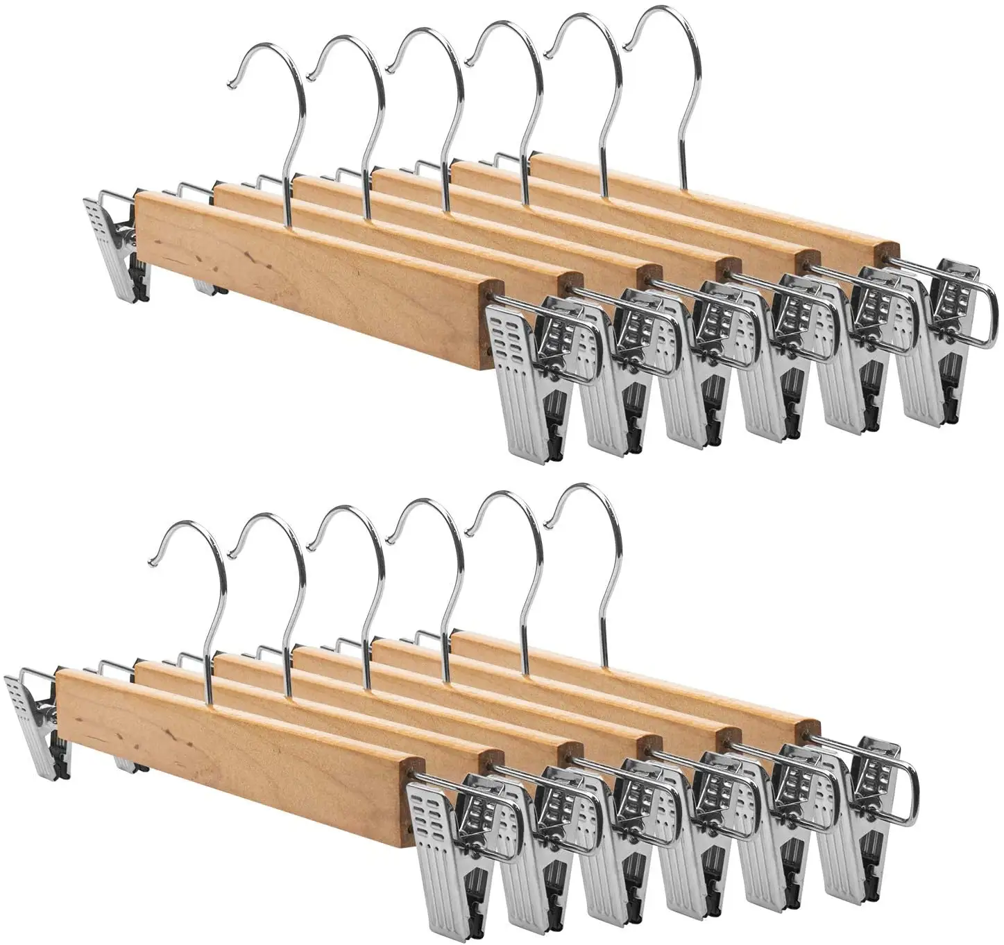 Houten Broek Hangers Met Metalen Clips Massief Houten Jeans/Rok Hanger 360 Swivel Haak Clip Hanger Voor Broek