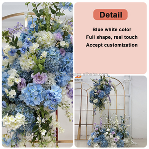 Panel de Flores Artificiales Suaves para Boda, Rosas Azules e Hortensias, Decoración de Fondo para Eventos y Fiestas - Product Image 5