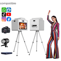 Tripod Photo Booth Tanpa Alat, Pemasangan Cepat, Struktur Aluminium Tebal Satu Bagian, Kotak Photo Booth Layar Sentuh untuk Sewa Acara