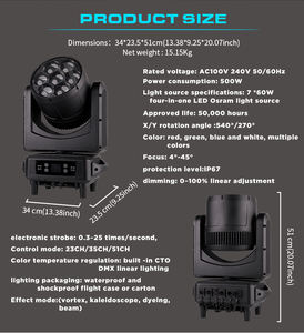 IP67 वाटरप्रूफ 7x60w मधुमक्खी आंख के नेतृत्व वाले हल्के आउटडोर चलने वाले हेड वॉश लाइट डज स्टेज वॉटरप्रूफ 7x60w मधुमक्खी आई हैड हिंग हेड - Product Image 5