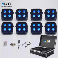Набор из 8 беспроводных аккумуляторных светодиодных прожекторов RGBWA UV 4x12W с зарядным кейсом для свадеб и мероприятий