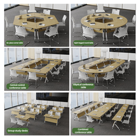 Nouvelle conception de table de réunion minimaliste en bois avec roulettes, table de formation pliable et amovible pour l'école et le bureau