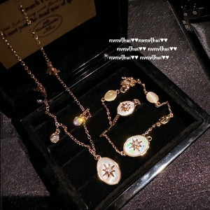 Vintage Hammergrain Meteite <span class=keywords><strong>Collana</strong></span> di pietre preziose <span class=keywords><strong>Collana</strong></span> Bracciale Fritillaria Catene di <span class=keywords><strong>Perle</strong></span> Zircone a Forma di Fiore - Product Image 2