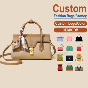 Sac bandoulière en cuir pleine fleur – Finition texture litchi, silhouette classique avec accent écharpe |   Détail décoratif · Direct usine - Product Image 1