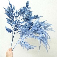 Feuilles de fougère artificielles en plastique en gros, bleues, 93 cm, 105 cm, plantes vertes artificielles, arrangement floral pour décorations de mariage
