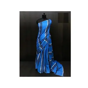 High on Demand Blue Borderless Mul Cotton Silk Saree para niñas Ropa informal y de fiesta disponible en Export - Product Image 1