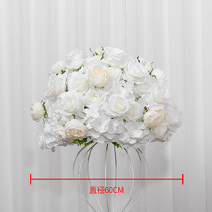 Centre de table de mariage Décoration de table Pivoine en soie blanche Boule de fleurs rose Arrangement de centre de table blanc et vert Fleurs pour mariage - Product Image 3