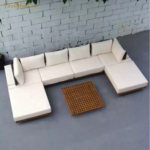 FERA extérieur grand canapé modulaire ensemble étanche teck bois rotin tissé canapé Design pour balcon - Product Image 2