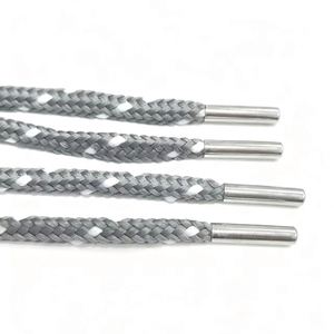 Cordón Trenzado Hueco de Poliéster Gris Blanco de 6 mm de Diámetro para Calzado, Bolsos y Prendas de Vestir al por Mayor - Product Image 2