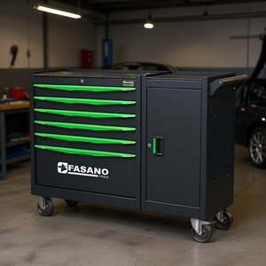 Gabinete de herramientas rodante Fasano Tools con 6 cajones, puerta con cerradura y ruedas para reparación de automóviles - Product Image 3