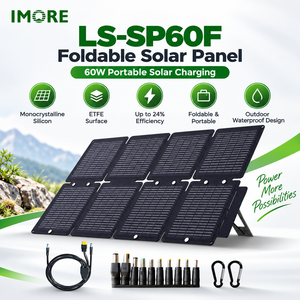 60W Foldable <b>Solar</b> <b>Panel</b> 8 Fold Compact Design <b>USB</b> Type C Monocrystalline Charger for Backpack Camping Hiking and Outdoor Travel - Product Image 1