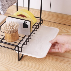 Kitchen Multifunctional Standing Type Double Tier Modern Stainless Steel Towel <b>Sponge</b> Rag Storage Drain Rack - Product Image 4