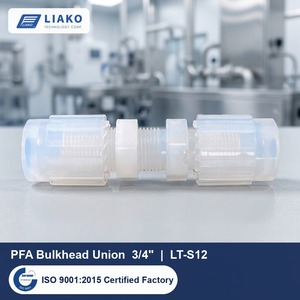 Raccord de traversée PFA 3/4" pour tube à extrémité évasée LT-S12, haute pureté, résistant aux produits chimiques pour processus humides en semi-conducteurs - Product Image 1