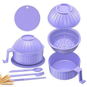 Juego de Tazones de Ramen de Paja de Trigo Aptos para Microondas, con Tapete de Silicona, Personalizables en Color - Product Image 1