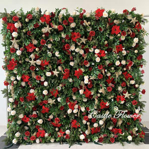 ฉากหลังงานแต่งงานรูปใบเต่าขนาดใหญ่แบบม้วน 3 มิติ รุ่น W-B028 ตกแต่งด้วยดอกไม้และใบไม้สีเขียว - Product Image 6